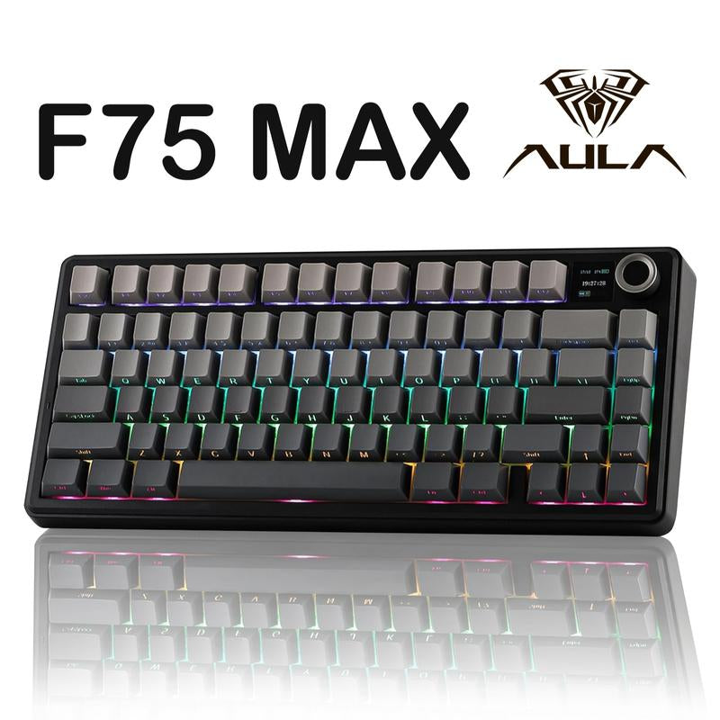 Aula F75 MAX Wireless Mechanical Keyboard with TFT Screen and Knob, Gasket Keyboard in 75% Layout, Hot Swappable Gaming Keyboard for Pc/Mac/Linux
