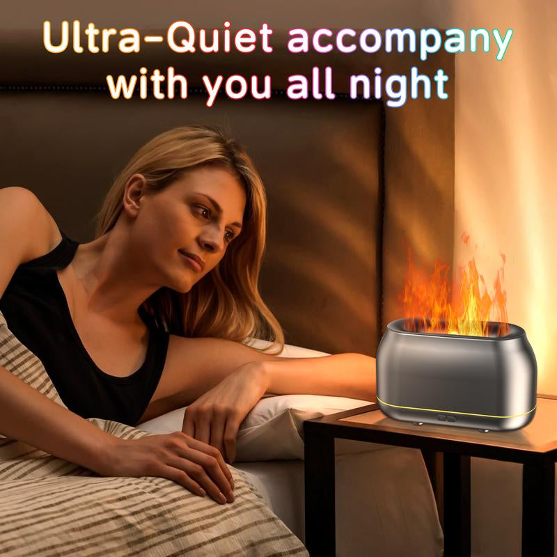 Upgraded Colorful Flame Essential Oil Diffuser, 7-Color LED, Silent Humidifier with Auto-Off Protection, 160Ml for Home, Office & Yoga