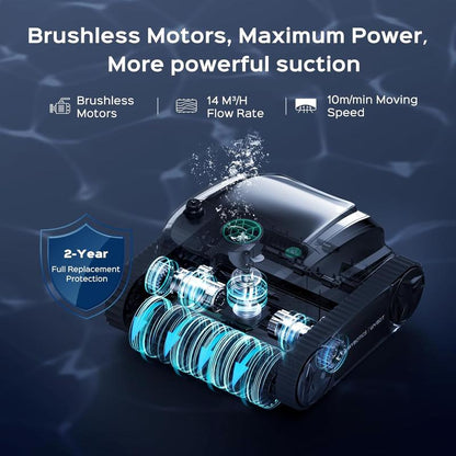 WYBOT S2 Solar Powered Robotic Pool Vacuum Cleaner for Inground Pools, Enhanced Scheduled Cleaning, Area Cleaning, Auto Return & Charge, 3D Adsorption System, Brushless Motor, Covers 3,229 Sq.Ft