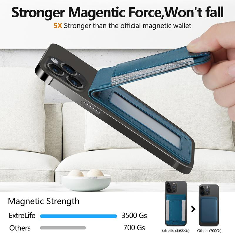 Magsafe Wallet, for Iphone 16/15/14 Pro Max/14 Pro/14/14 Plus/13/12 Promax Series, 9 Cards Holder, Vegan Leather, Electronics Accessories Cellphone Smartphone Black Metallic