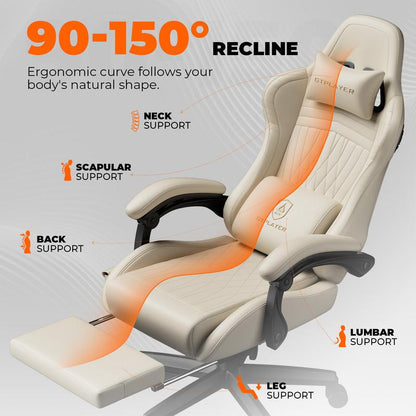 GTPLAYER Gaming Chair with 5.1 Compatible Bluetooth Speakers, High Back Ergonomic Design, 150° Maximum Inclination, PU Leather, Assembly Required