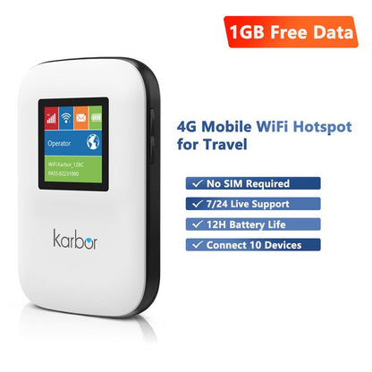 4G LTE Wifi Mobile Hotspot, No SIM Card Required No Contract, 10 Connected Devices, Multiple Networks, Portable Internet for Campers, Motorhomes and Travels, 1GB Local Data