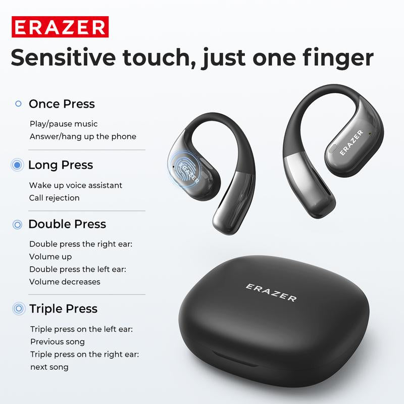 ERAZER X11 AI Translation Earbuds with APP Support 134 Languages OWS Open Ear Chargeable Headphones Wireless Bluetooth 5.4,HD Mic,Waterproof Design & Low Latency