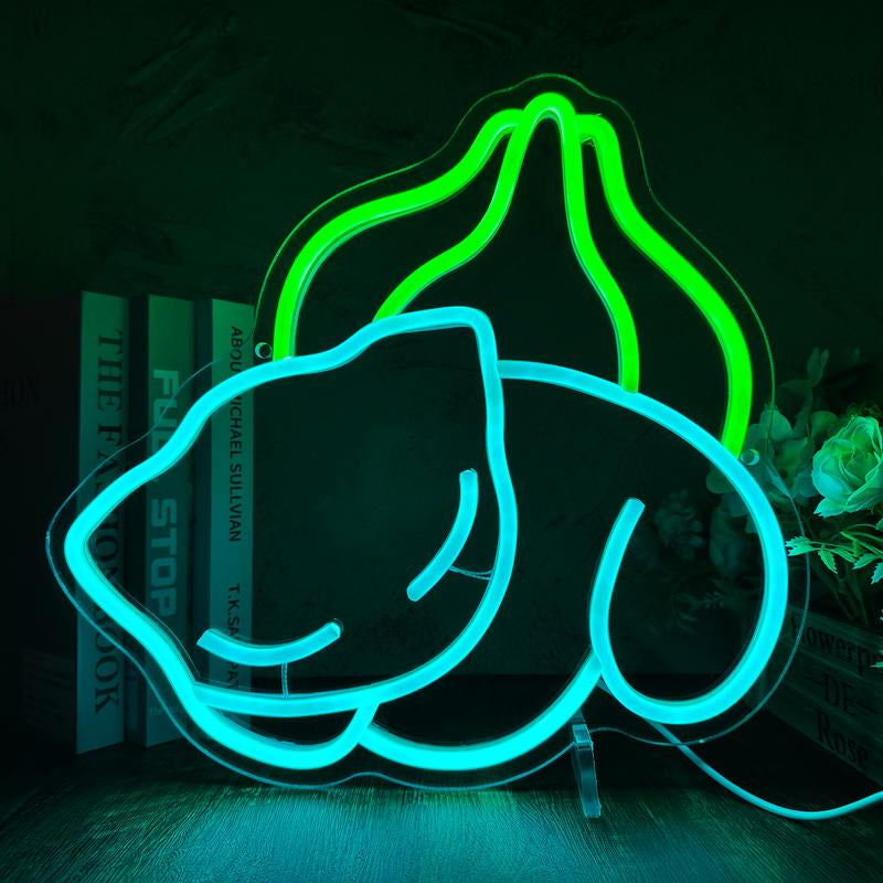 Bulbasaur Neon Signs for Wall Decor, USB Powered for Bedroom Bar Store Birthday Party Man Cave Christmas Supply Gifts