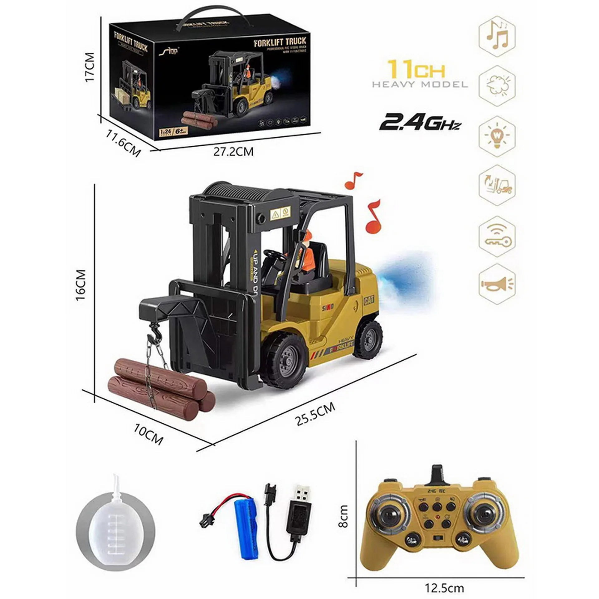 Remote Control Forklift Truck RC Car 2.4G Electric Crane Engineering Vehicles Kids Toys for Boys Child Birthday Christmas Gifts