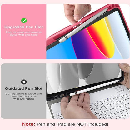 Ipad 10Th Generation Case with Keyboard - Wireless Detachable Folio Keyboard Cover with Pencil Holder, Tablet Case, Protection Case Computer Magnetic
