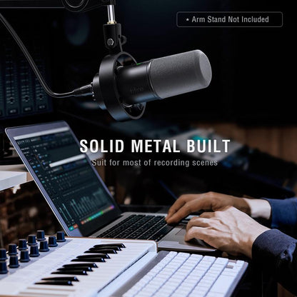 FIFINE K688 XLR/USB Dynamic Microphone, Studio XLR Vocal Podcast Microphone for Recording, USB Streaming Mic with Mute Button, Gain Knob, Headphones Jack for Voice-Over, Video,Gaming