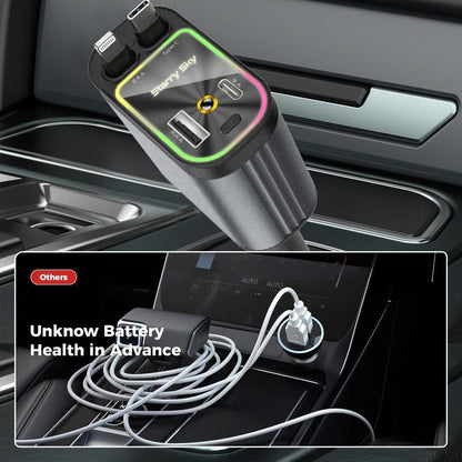 Aromatic Starlight in Roof Retractable Charger with Lightning Cable, Dual Charge Port , Fast Charging Adapter -Automotive 4-In-1 Car Charger Red Light
