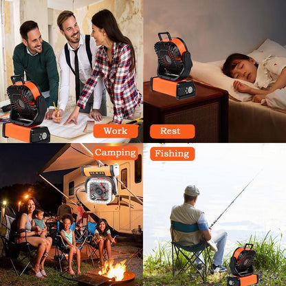 30,000Mah Rechargeable Camping Fan with LED Light, Portable Multi-Functional Fan, 4-Speed Wind Speed Adjustment, Remote Control, 270° Wind Direction Adjustment, Suitable for Indoor, Outdoor, Tent, Travel, Etc.