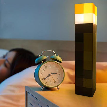 Light-Up Wall Torch -Pixel Brownstone Torch Lamp - USB Pluggable Night Lamp - Hand Held or Wall Mount Lighting