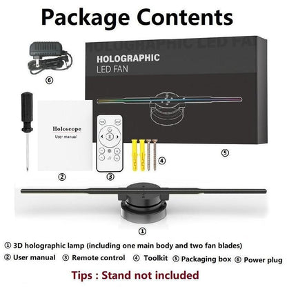 3D Hologram Projection Light, 3D Hologram Display Fan Two Blades 42Cm User-Friendly Plug and Play Holographic Advertising Show LED Lights, Easy Wall Mount Decorations for Holiday & Parties Valentine Gift Black Audio