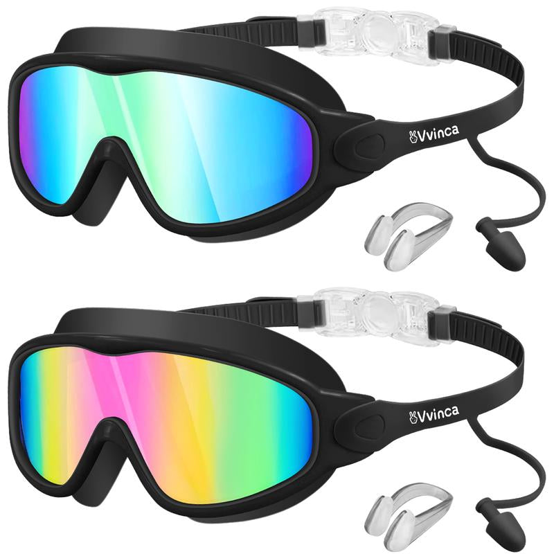 [Outdoorfun]Vvinca Pool Accessories-Swim Goggles, Kids Goggles with Earplugs& Nose Clip Wide View Anti-Fog/Uv Swimming Goggles for Age 3-14 Boys Girls