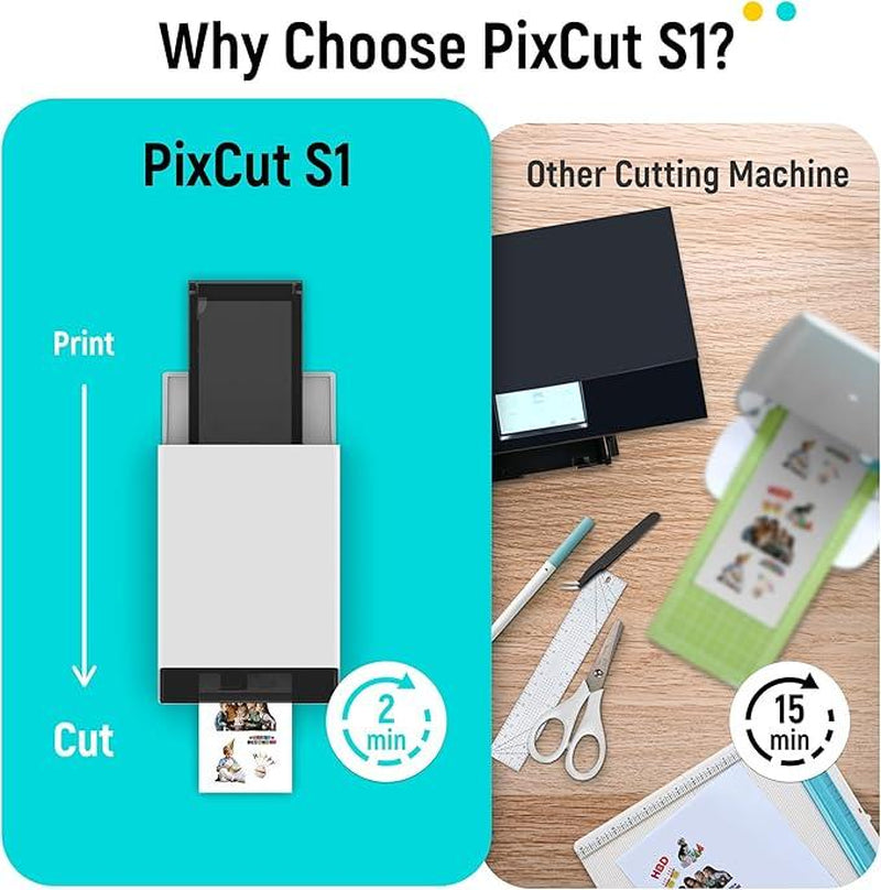 Liene Pixcut S1 Photo Sticker Printer & Cutting Machine - All-In-One Sticker Maker Machine for DIY Crafts, Custom Labels & Gifts, Thermal Dye-Sublimation, 300 DPI Prints, Precise AI Auto-Cutting, Bluetooth Wireless Printing