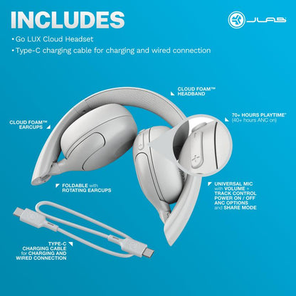 Go Lux Noise Cancelling Headphones & Go Pop+ Cloud White Gift Set