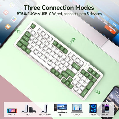 AUSDOM 98Pro Silent Mechanical Keyboard,Wireless Hot Swappable Gaming Keyboard with Backlit,Gasket Structure,Pre-Lubed Tactile Switches,2.4Ghz/Type-C/Bluetooth Custom Keyboard