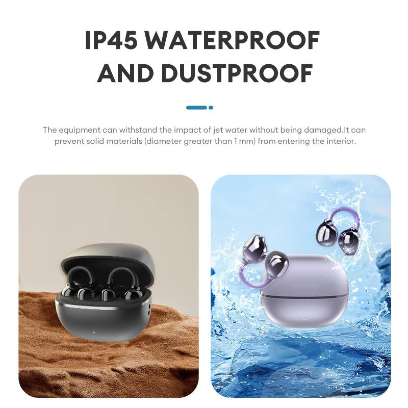 Earclip C7 Clip-On Design Wireless Earphones, Upgraded Panoramic Sound Headset, Comfortable Wearing Sports Earbuds for Work, Fitness