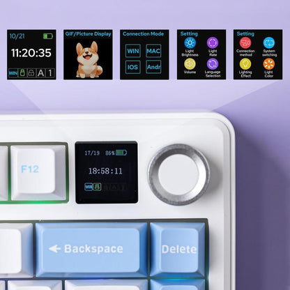 Aula F75 MAX Wireless Mechanical Keyboard with TFT Screen and Knob, Gasket Keyboard in 75% Layout, Hot Swappable Gaming Keyboard for Pc/Mac/Linux