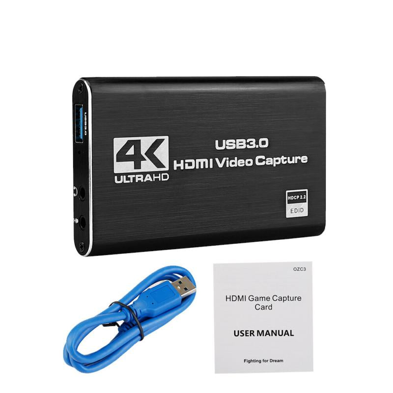 Capture Card, Audio Video Capture Card with Microphone 4K HDMI Loop-Out, 1080P 60Fps Video Recorder for Gaming/Live Streaming/Video Conference, Works for Nintendo Switch/Ps4/Obs/Camera/Pc Accessories