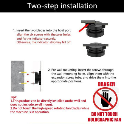 3D Hologram Projection Light, 3D Hologram Display Fan Two Blades 42Cm User-Friendly Plug and Play Holographic Advertising Show LED Lights, Easy Wall Mount Decorations for Holiday & Parties Valentine Gift Black Audio