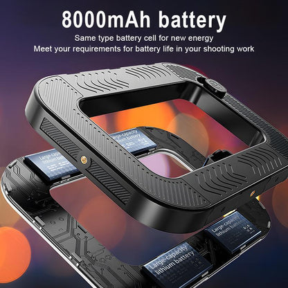 Circular Handheld Photography Fill Light,Rechargeable Handheld Beauty Fill Light, Expandablebracket,Selfie Tripod,Adjustable Extendable Foldable Phoneholder, Photography and Video Recording, Professional Outdoor Shooting, Handheld Lighting Light