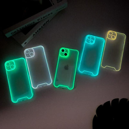 Case for Iphone 16 15 14 13 12 11 Pro Max Fluorescent Case Shockproof Clear Silicone Cover TPU Protector Cellphone Phonecase Neon Smartphone