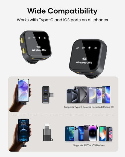 KUKIHO Wireless Lavalier Microphone for Iphone Ipad Android with Charging Case Audio Smartphone Audio Smartphone