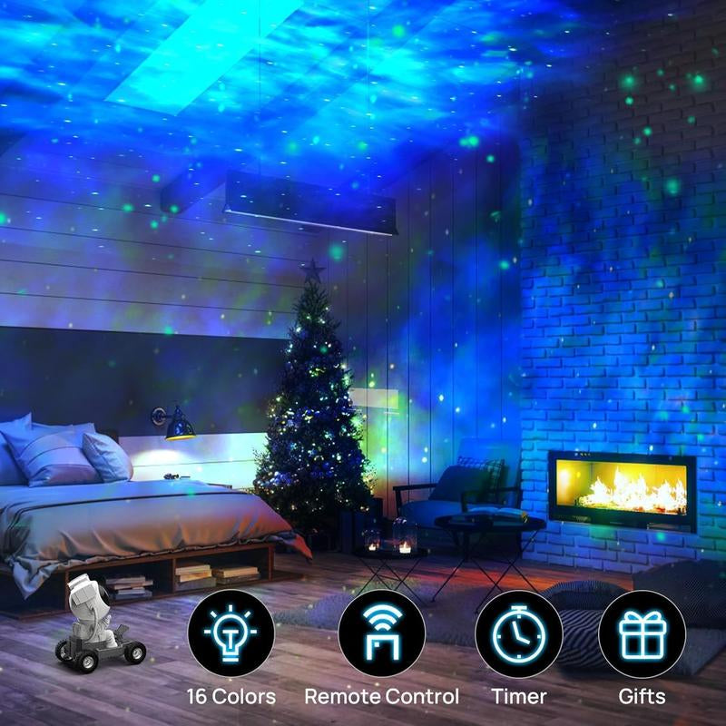 Astronaut Galaxy Projector with Bluetooth Speaker & White Noise | 360° Adjustable Starry Night Light with 17 Color Modes | Wireless Remote, Bedroom Night Light for Kids & Adults | Space-Themed Gift for Astronomy Lovers
