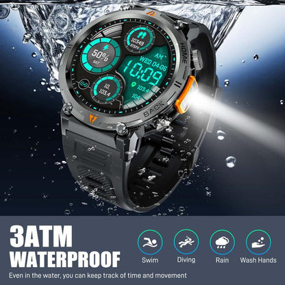 Smartwatch KE3 with 3ATM Waterproof ＆ Muilt-Sport Modes LED Flashlight Wireless Make＆Answer Calls Info Reminder 1.45 Inch TFT Wearable Devices with DIY Watch Faces