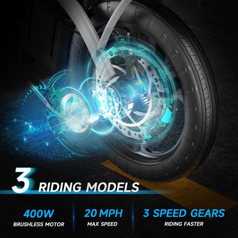 [Outdoorfun] 14Inch Folding Electric Bike 48V12Ah High Speed E Bike Air Tiresfront and Rear Disc Brake Design LED Range 32Miles Portable Electric Bicycle