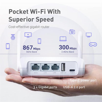 Gl.Inet GL-SFT1200 (Opal) Secure Travel Wifi Router Vpn Portable Router Secure Travel Wifi Repeater