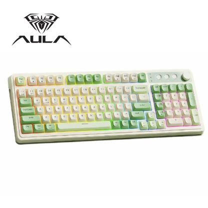 AULA S99 Key Keyboard, Tri-Mode Bluetooth/2.4Ghz/Usb-C Cute Creamy Gaming Keyboard with Number Pad RGB Backlit, Media Knob Custom Mechanical Feel Computer Keyboard for MAC Xbox PC Gamer - Purple
