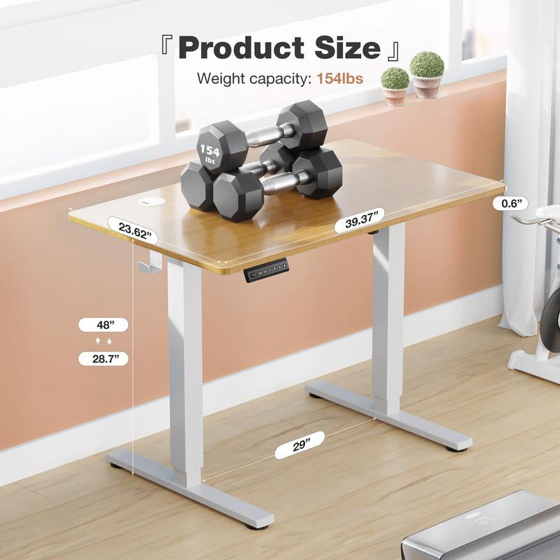 Standing Desk, Electric Standing Desk Adjustable Height, Ergonomic Adjustable Desk with Memory Preset, Computer Desk Stand up Desk with T-Shaped Bracket Suitable for Home Office