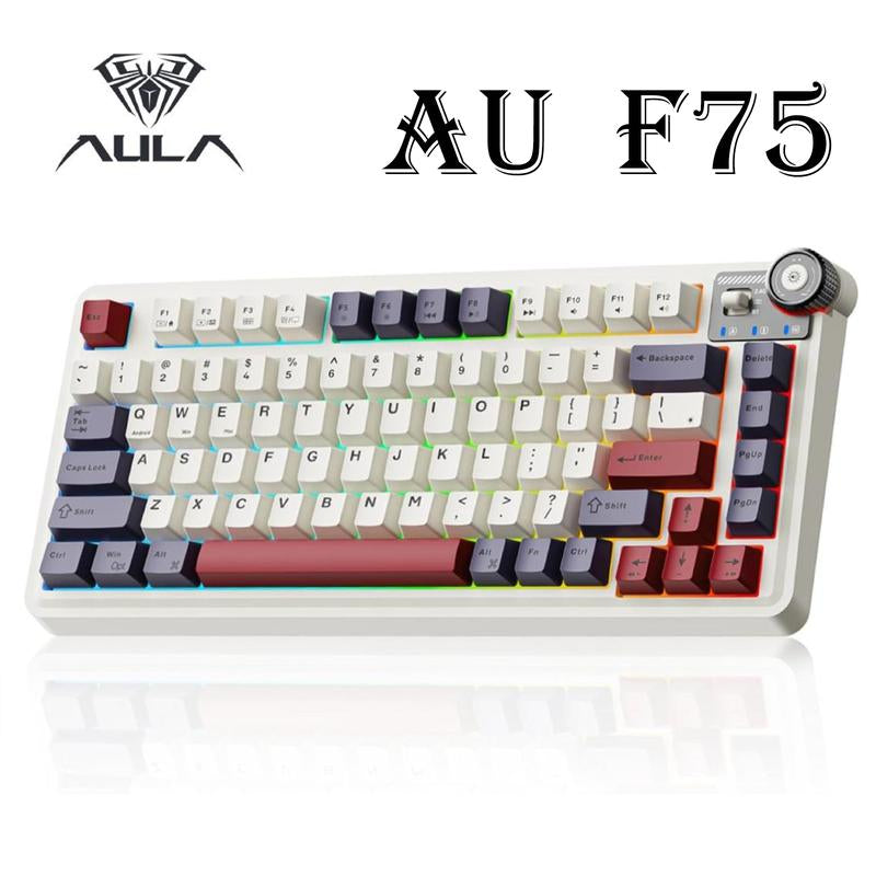 Aula F75 MAX Wireless Mechanical Keyboard with TFT Screen and Knob, Gasket Keyboard in 75% Layout, Hot Swappable Gaming Keyboard for Pc/Mac/Linux