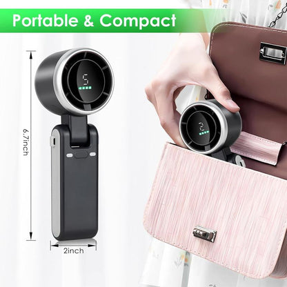 Portable Handheld Turbo Fan, 5 Gear Wind, 3600Mah Battery Operated, 3 in 1 Hand Fan Rechargeable with Air Turbo Tech Cooling Fan for Outdoor Activities Travel, Working