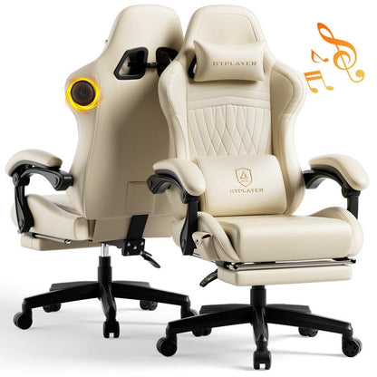 GTPLAYER Gaming Chair with 5.1 Compatible Bluetooth Speakers, High Back Ergonomic Design, 150° Maximum Inclination, PU Leather, Assembly Required