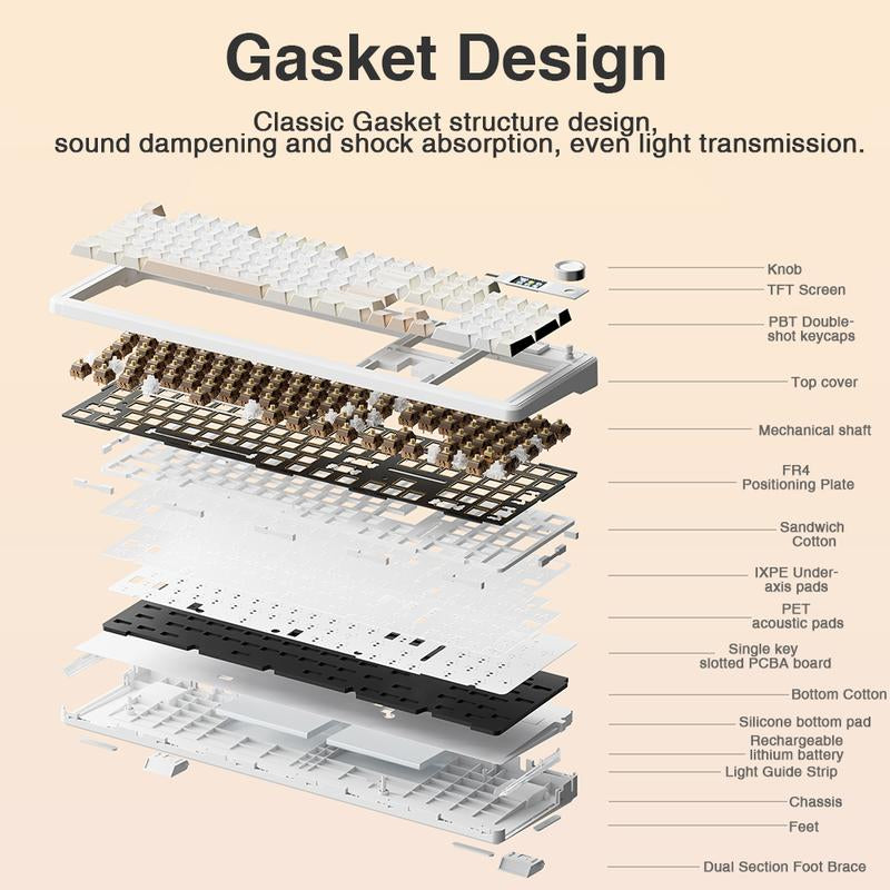 [New]Aula F108 Pro & F108 Full Size Wireless Mechanical Gaming Keyboard with Knob Smart Screen Num Pad Tri-Mode RGB Backlit Hot Swappable Customize Keyboard E-Sports Office Computer PC Accessories(F108Pro Red) Outdoorfun