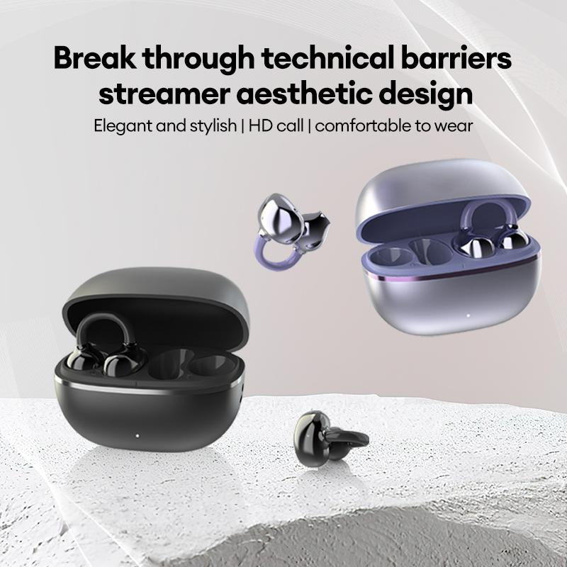 Earclip C7 Clip-On Design Wireless Earphones, Upgraded Panoramic Sound Headset, Comfortable Wearing Sports Earbuds for Work, Fitness