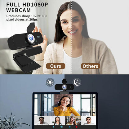 2K Qualify HD Webcam for PC Webcast, USB Computer Webcam for Office /Home Use, Streaming, Video Calling, Online Meeting with Tripod