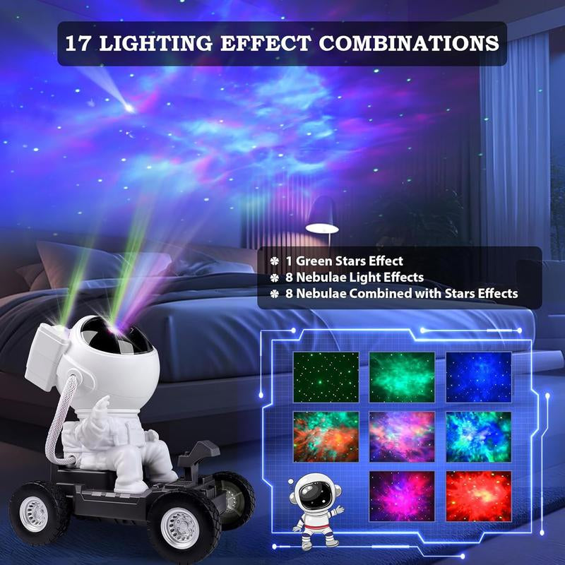 Astronaut Galaxy Projector with Bluetooth Speaker & White Noise | 360° Adjustable Starry Night Light with 17 Color Modes | Wireless Remote, Bedroom Night Light for Kids & Adults | Space-Themed Gift for Astronomy Lovers