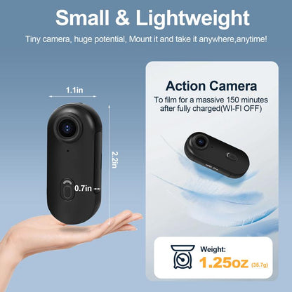 128GB 4K Thumb Action Camera, Thumb POV Portable Body Cam, Tiny Size, Hands Free, Mount Anywhere Magnetic Sport DV, Bike Cycling, Pet, Vlogging Water Proof Recording Handycam Automatic Phone Card, Thumb Action Camcorder