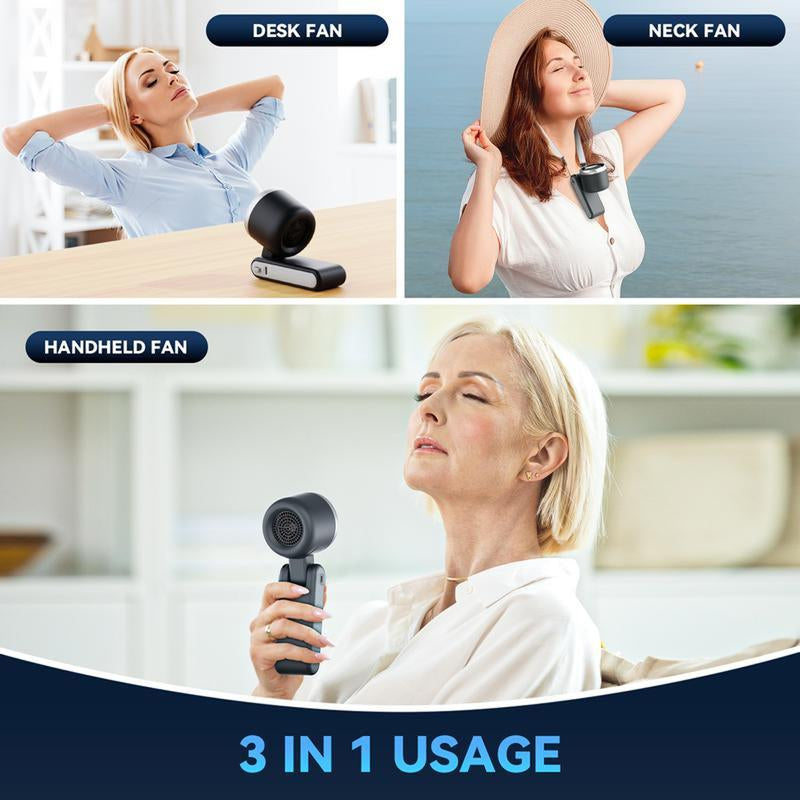 Portable Handheld Turbo Fan, 5 Gear Wind, 3600Mah Battery Operated, 3 in 1 Hand Fan Rechargeable with Air Turbo Tech Cooling Fan for Outdoor Activities Travel, Working