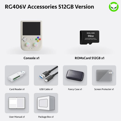 Anbernic RG406V Handheld Game Console【Buy 1 Get 1 Card Reader+1 Fancy Case+1 Screen Protector+1 Type-C Cable】Android 13 4-Inch IPS Touch Screen 960*720 Unisoc T820 Processor Bluetooth 3D Hall Joystick Ready to Play Gift Package