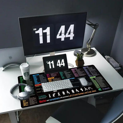 Excel Cheat Sheet Desk Mat, Large 31.5"X11.8" Excel Keyboard Shortcut Mouse Pad, XL Extended Office PC Gaming Mat/Non-Slip Employee Appreciation Gifts