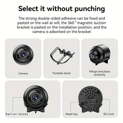 1Pc X5 Wireless Security Camera, 720P Indoor Home Surveillance, USB Powered, Wi-Fi Enabled, App Control, Motion Detection, Night Vision, Live Streaming, Loop Recording, Portable Baby/Pet/Babysitter Monitor