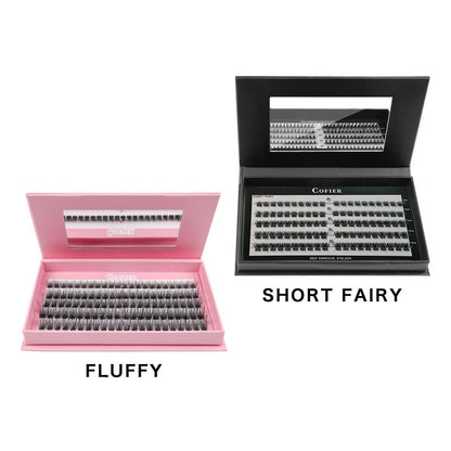 【Hot Style】Cofier No Glue Lash Kit Medical Jelly Adhesive Self Adhesive Individual Eyelashes, Easy Makeup Application with Tweezers (80/100/160 Pcs)