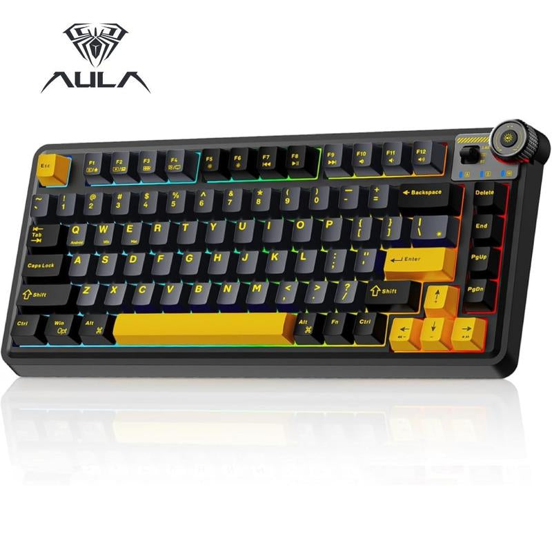 Aula F75 MAX Wireless Mechanical Keyboard with TFT Screen and Knob, Gasket Keyboard in 75% Layout, Hot Swappable Gaming Keyboard for Pc/Mac/Linux
