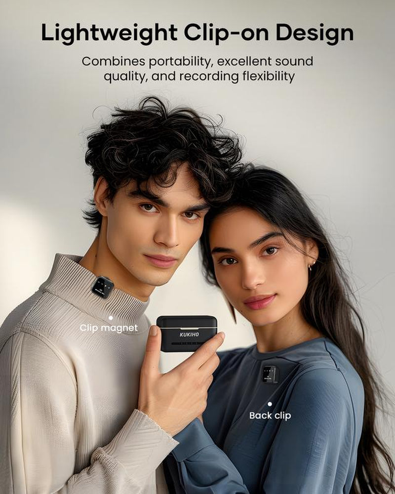 KUKIHO Wireless Lavalier Microphone for Iphone Ipad Android with Charging Case Audio Smartphone Audio Smartphone