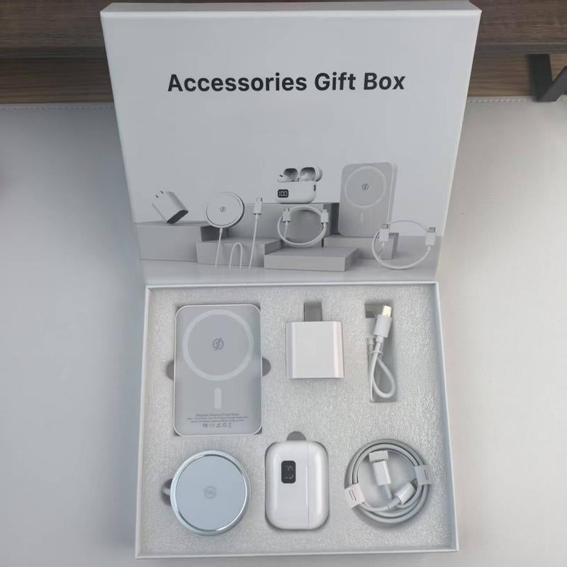 Artcyber 6-In-1 Charging Kit: Fast Charge, Magnetic Power Bank, Wireless Charger, Type-C to Fast Charging Cable, Adapter & Audio Support, Compact & Portable.