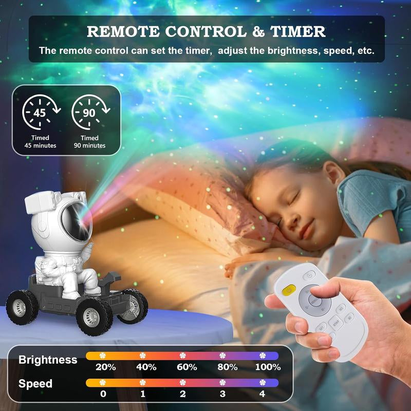 Astronaut Galaxy Projector with Bluetooth Speaker & White Noise | 360° Adjustable Starry Night Light with 17 Color Modes | Wireless Remote, Bedroom Night Light for Kids & Adults | Space-Themed Gift for Astronomy Lovers