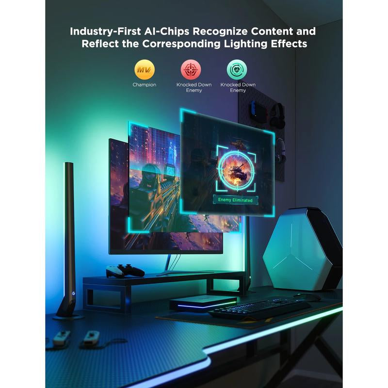 Govee HDMI 2.1 Sync Box 2, AI Sync Box with TV Backlight, Supports 8K@60Hz, 4K@144Hz, VRR and ALLM, 4 in 1 RGBICW Lighting,Works with Matter and Alexa